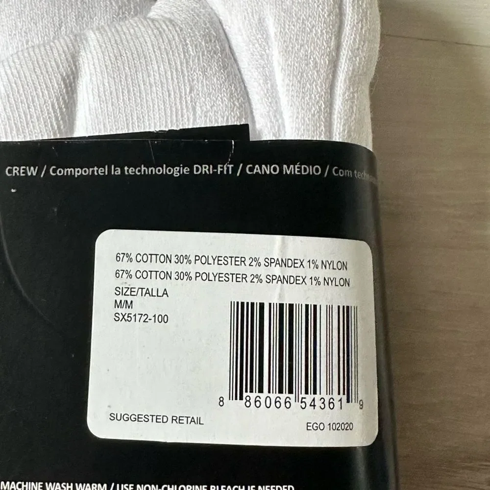 Nike Everyday Plus 6-pk Dri-FIT Cushion Crew Training Socks‎ (M6-8 W6-10) NWT